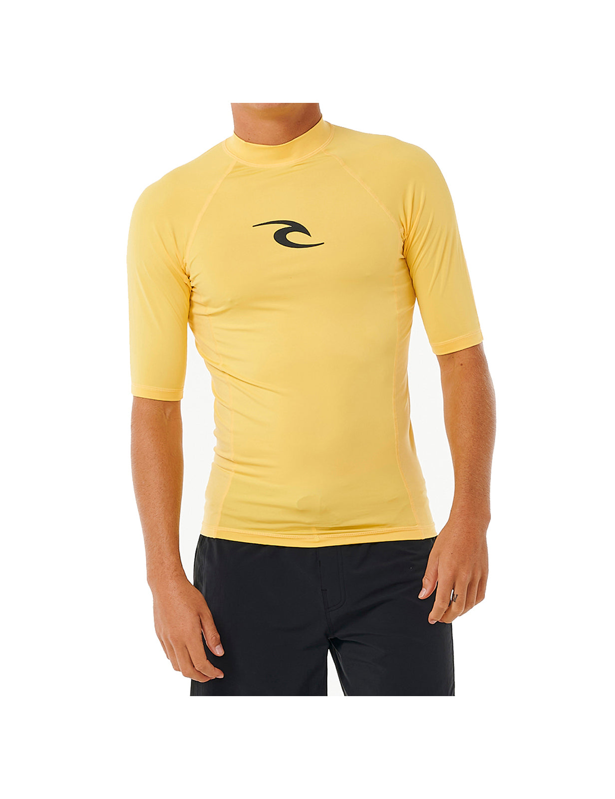 Rip Curl Waves UPF Performance Short Sleeve Rash Vest in Yellow