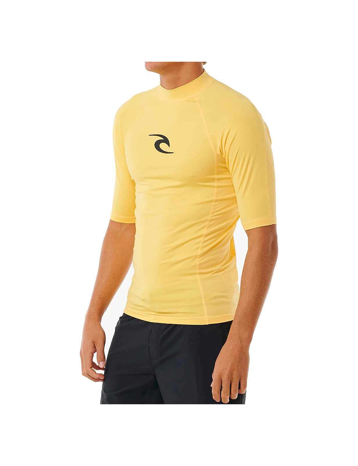 Rip Curl Waves UPF Performance Short Sleeve Rash Vest in Yellow