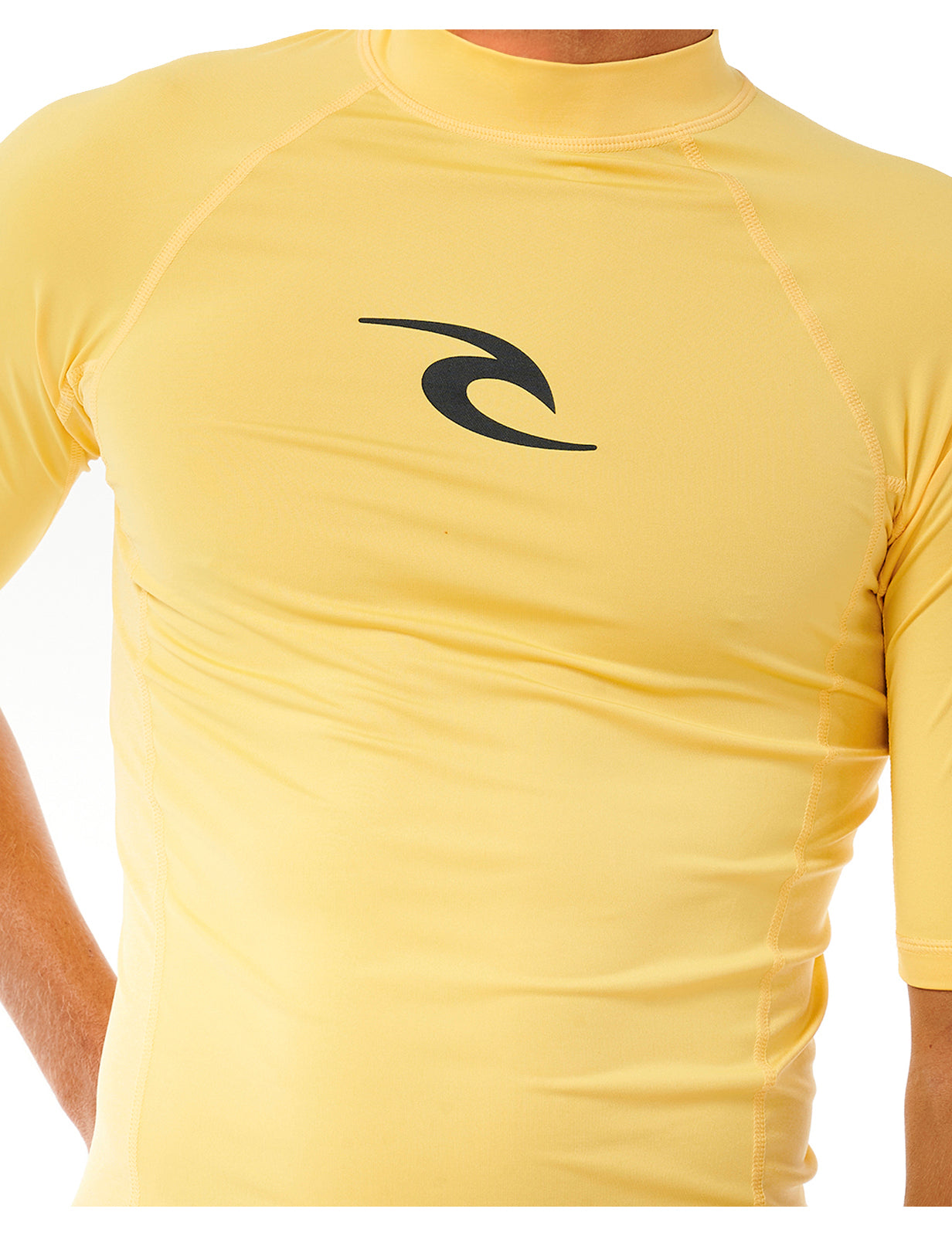 Rip Curl Waves UPF Performance Short Sleeve Rash Vest in Yellow