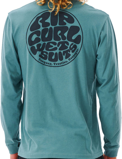 Rip Curl Wetsuit Icon Long Sleeve T-Shirt in Blue Stone