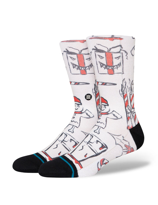 Stance Angry Holidayz Christmas Crew Socks in Off White