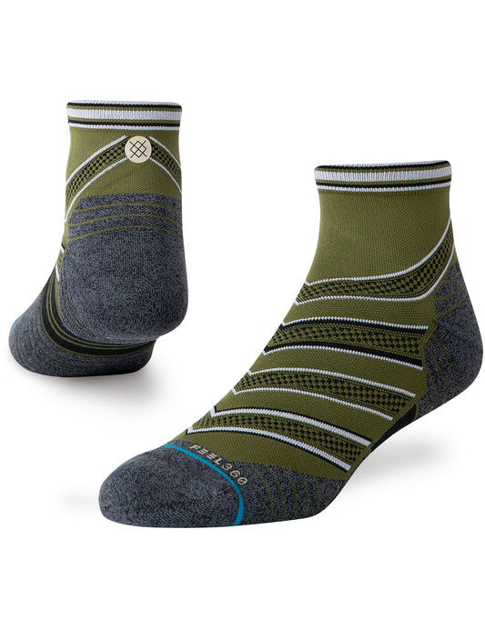 Stance Conflicted Qtr Ankle Socks in Green