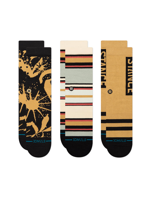 Stance Dunes 3 Pack Crew Socks in Black Brown