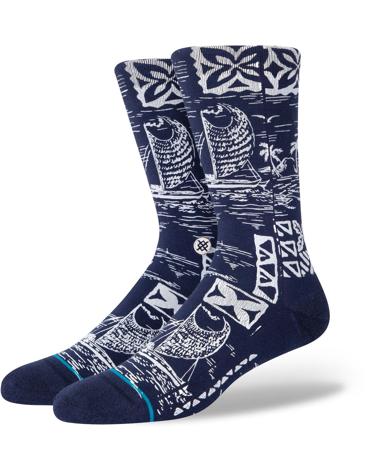 Stance Hawaii Pattern Crew Socks in Blue