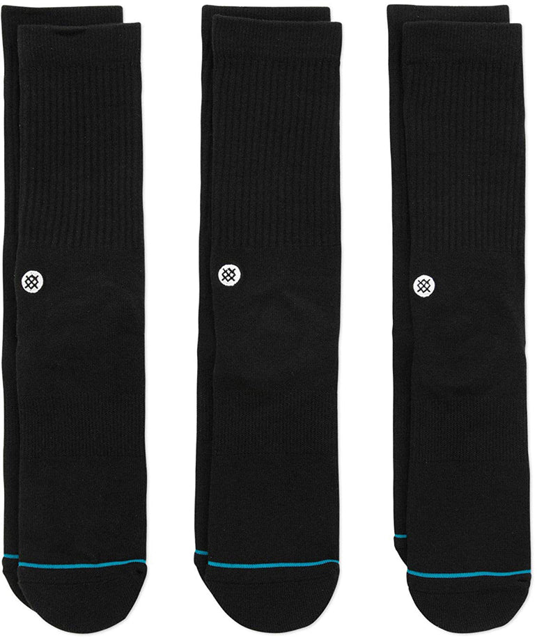 Stance Icon 3 Pack Crew Socks in Black