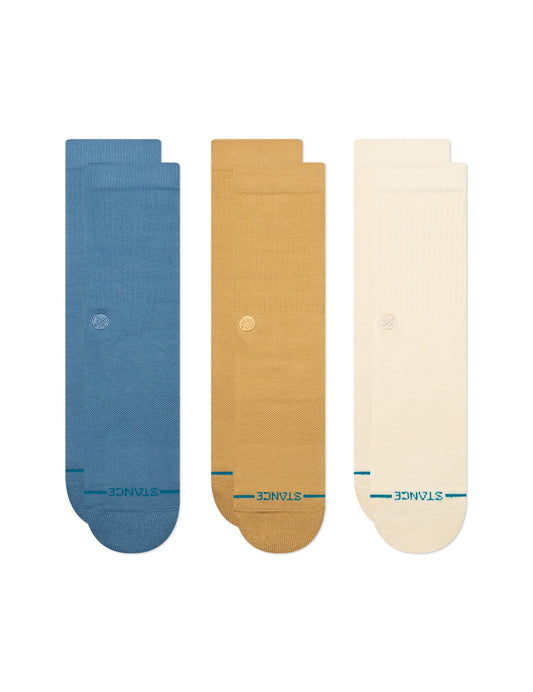 Stance Icon 3 Pack Crew Socks in Cream