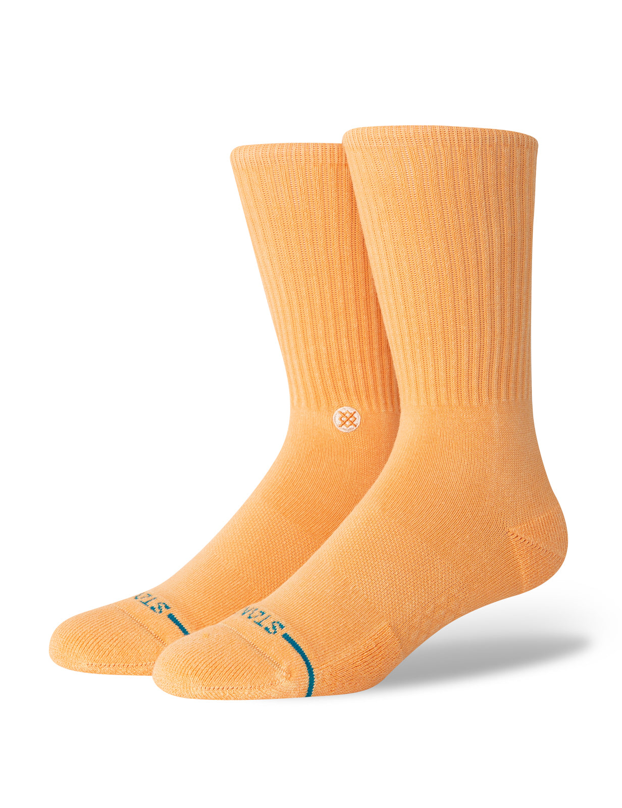 Stance Icon Washed Crew Socks in Peach