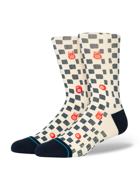 Stance Lucky Unlucky Crew Socks in Off White