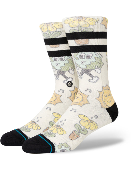 Stance Nice Mooves Crew Socks in Off White