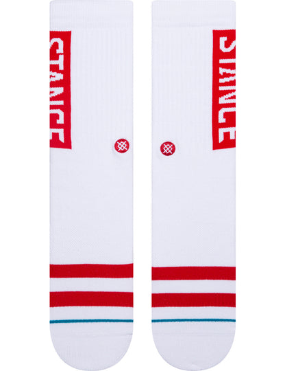 Stance OG Crew Socks in White Red