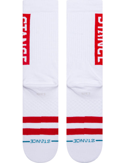 Stance OG Crew Socks in White Red