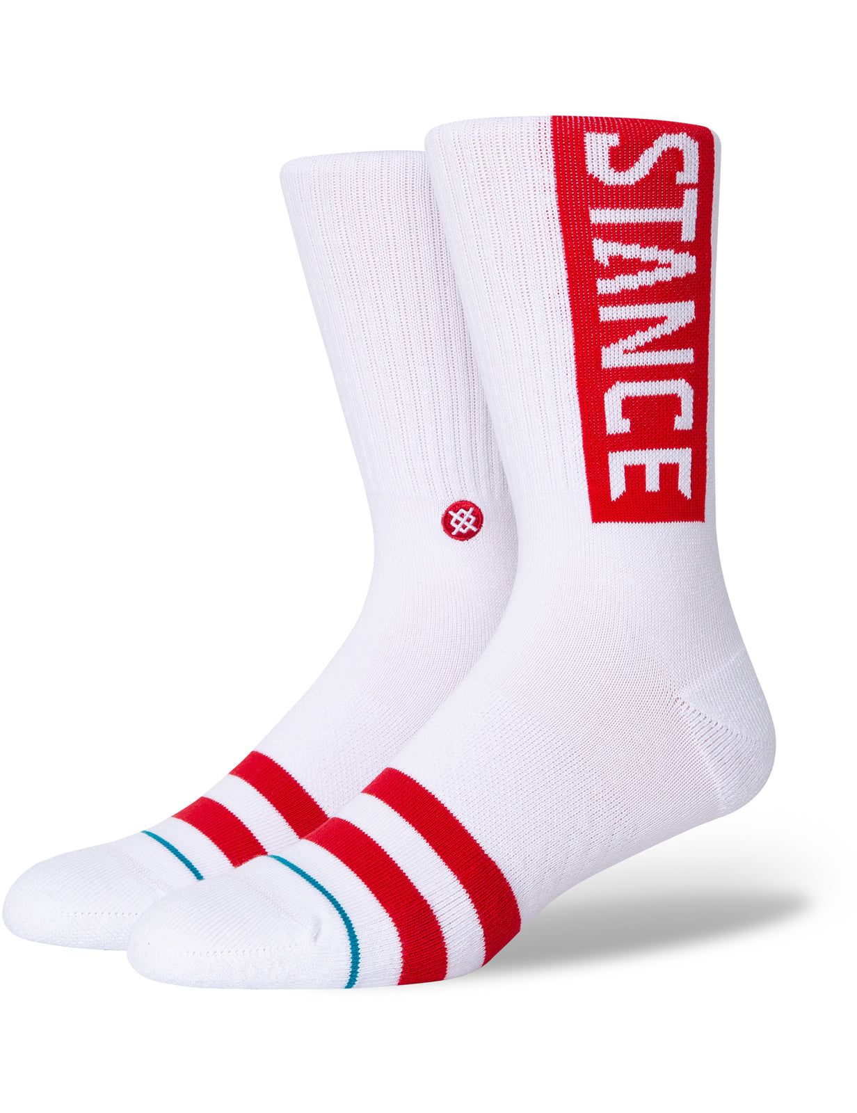 Stance OG Crew Socks in White Red