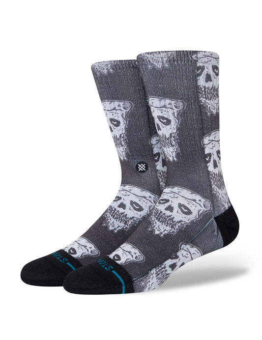 Stance Pizza Face Crew Socks in White Black