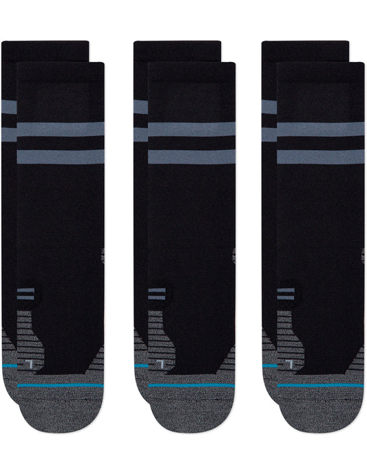 Stance Run Light 3 Pack Crew Socks in Black