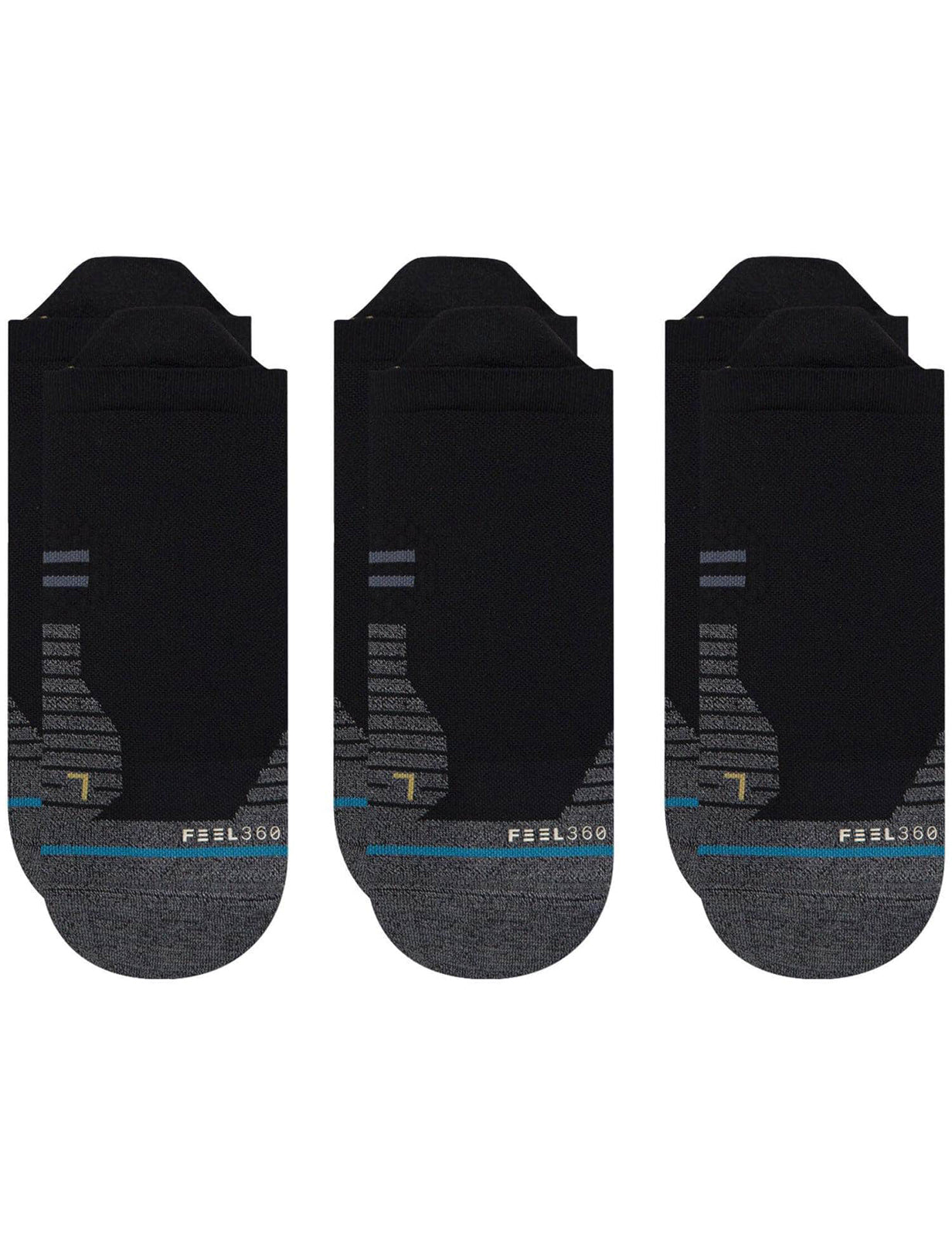 Stance Run Light 3 Pack No Show Socks in Black