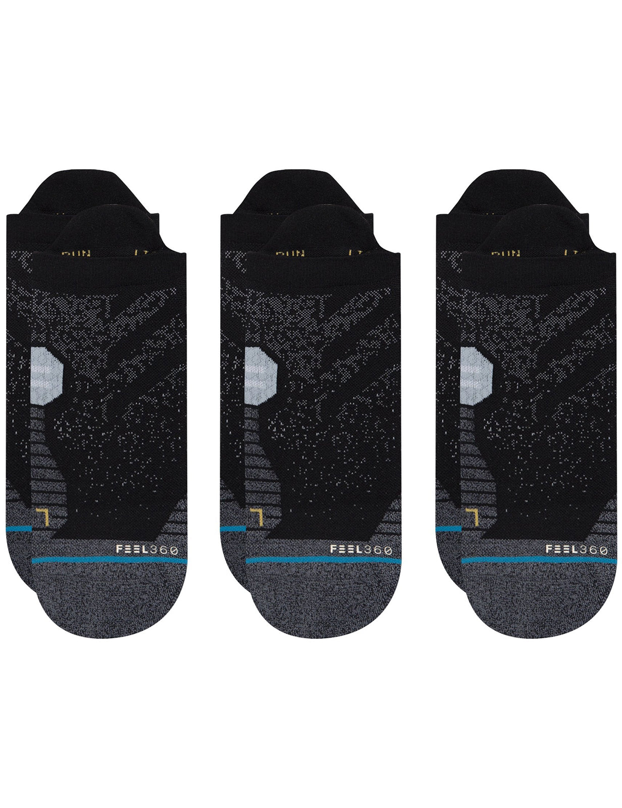 Stance Run Tab St 3 Pack No Show Socks in Black