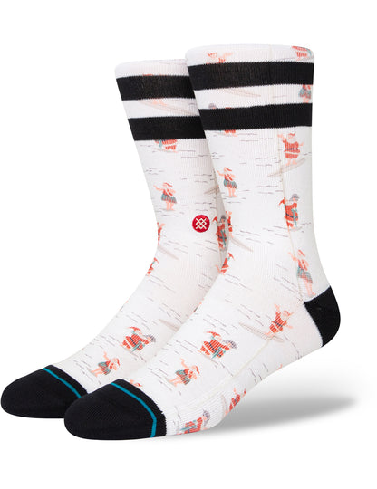 Stance Shranta Christmas Crew Socks in Off White