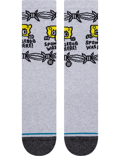 Stance Bob Was Here Spongebob Crew Socks in Heathergrey