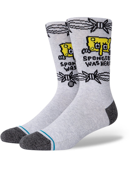 Stance Bob Was Here Spongebob Crew Socks in Heathergrey