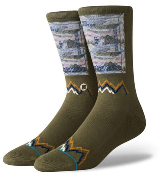 Stance Stance Peak Crew Socks in Army