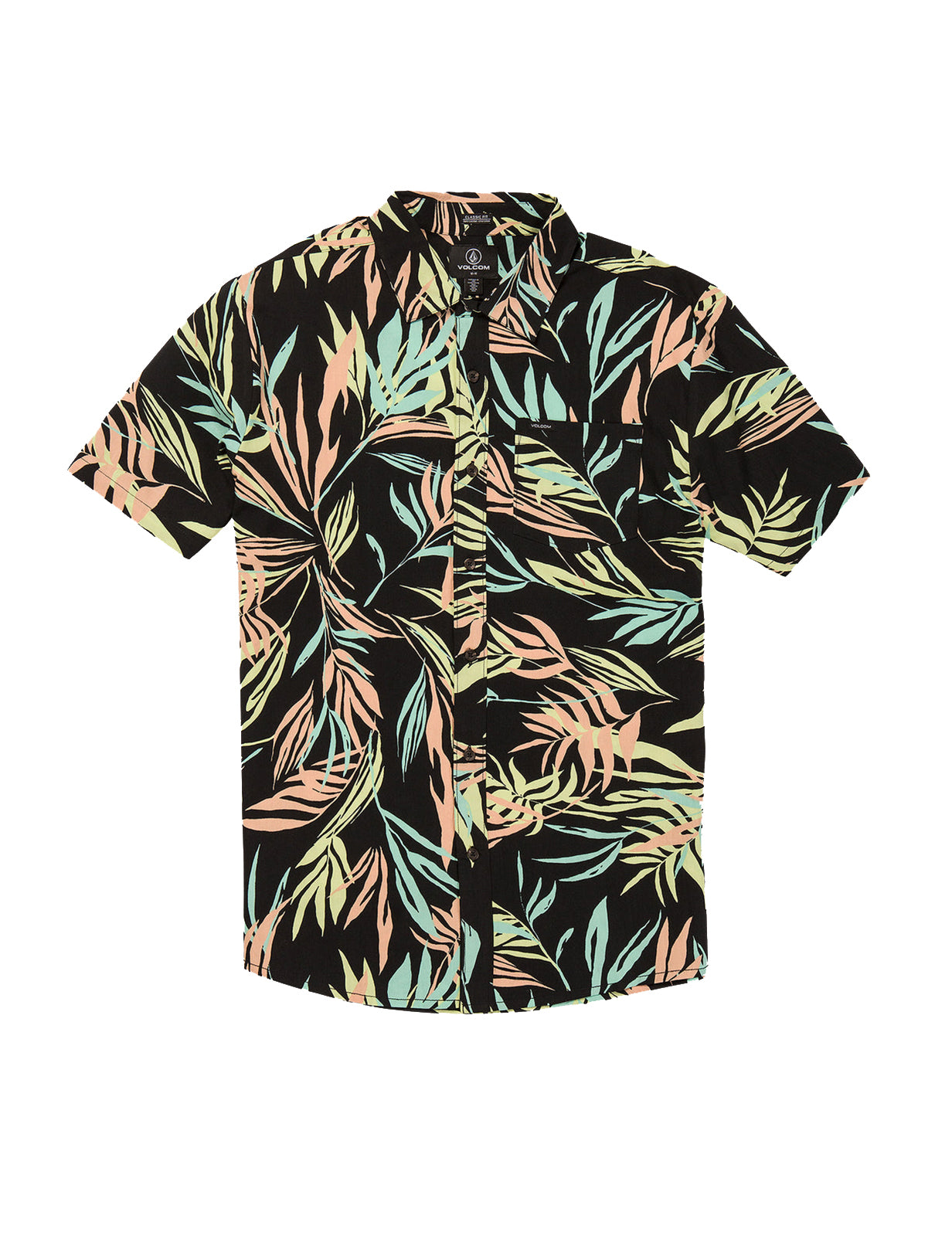 Volcom Bleeding Leaf Short Sleeve Shirt in Black