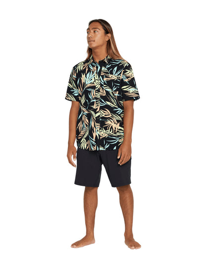 Volcom Bleeding Leaf Short Sleeve Shirt in Black