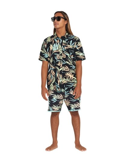 Volcom Bleeding Leaf Short Sleeve Shirt in Black