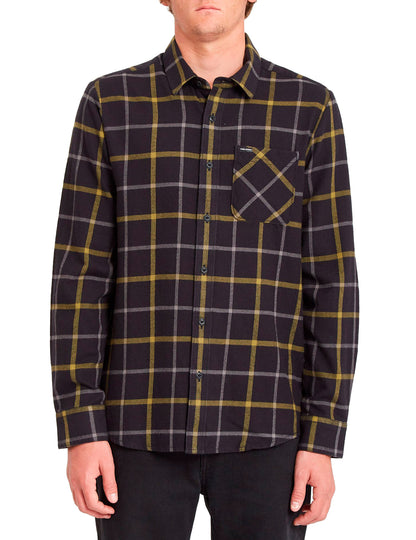 Volcom Caden Plaid Long Sleeve Shirt in Black