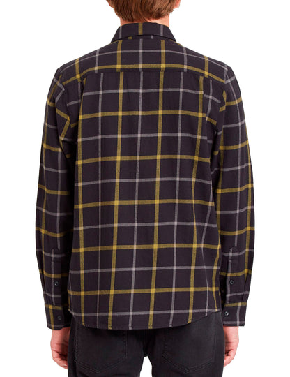 Volcom Caden Plaid Long Sleeve Shirt in Black