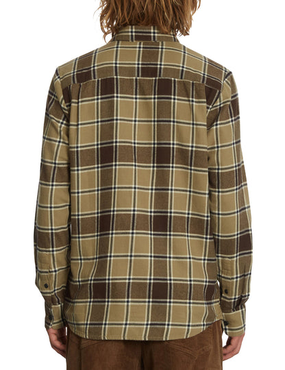 Volcom Caden Plaid Long Sleeve Shirt in Khaki