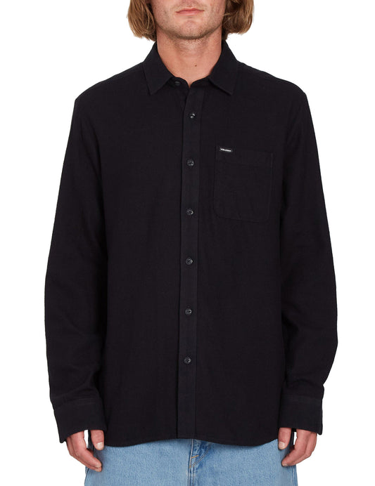 Volcom Caden Solid Long Sleeve Shirt in Black