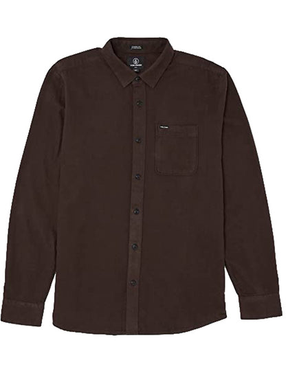 Volcom Caden Solid Long Sleeve Shirt in Dark Brown