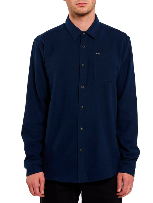 Volcom Caden Solid Long Sleeve Shirt in Navy