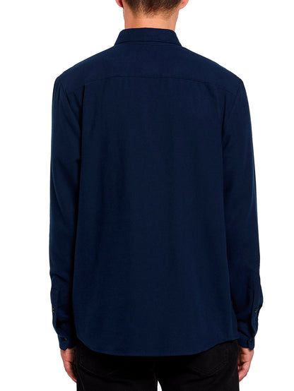 Volcom Caden Solid Long Sleeve Shirt in Navy