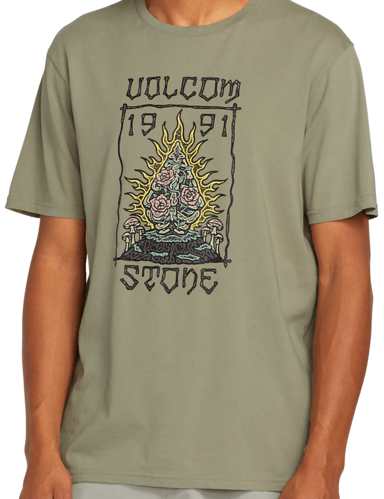 Volcom Caged Stone Short Sleeve T-Shirt in Seagrass Green