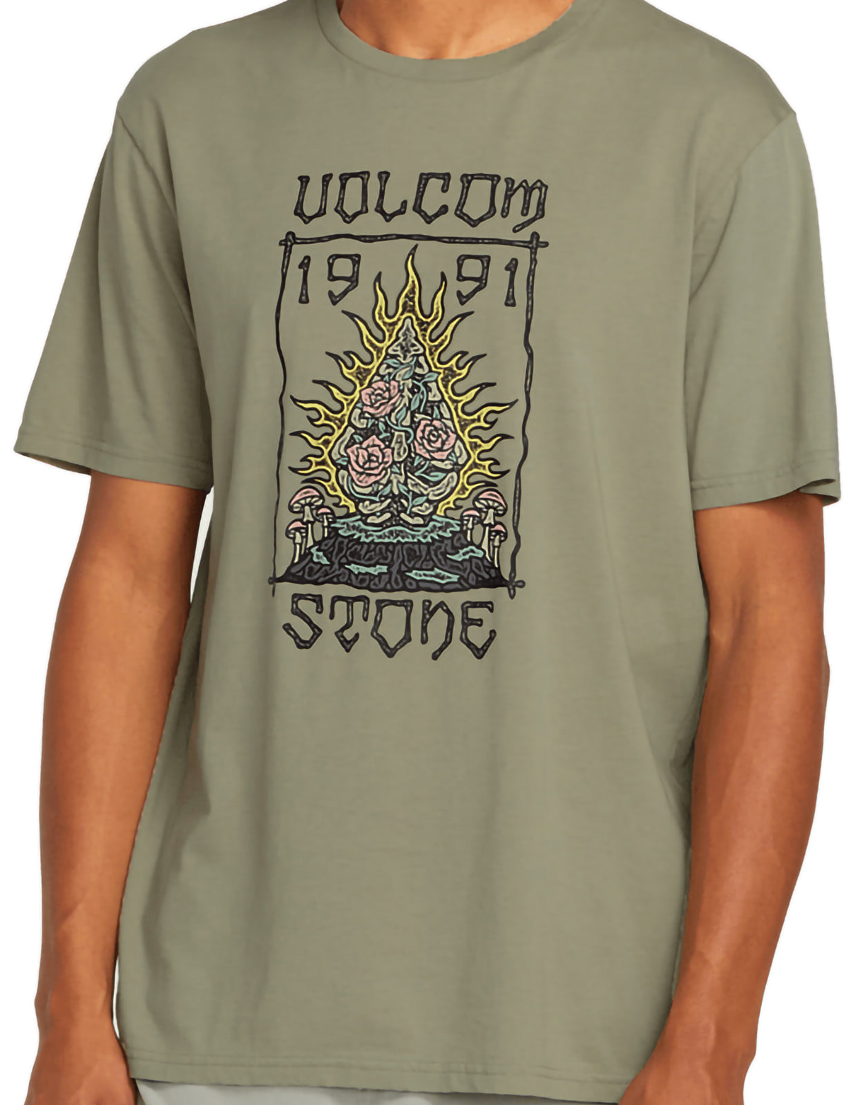 Volcom Caged Stone Short Sleeve T-Shirt in Seagrass Green