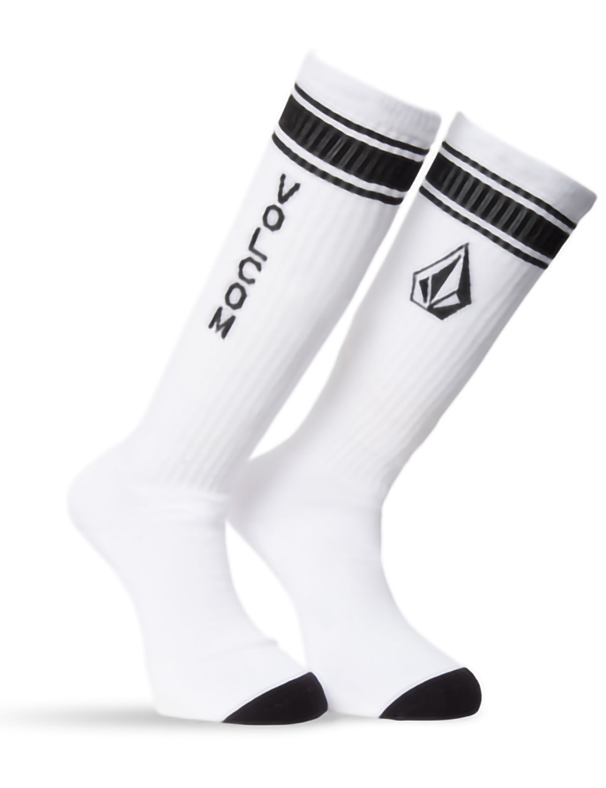 Volcom High Stripe Crew Socks in White