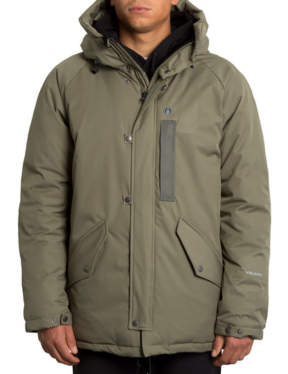 Volcom Interzone 5K Parka Jacket in Army Green Combo