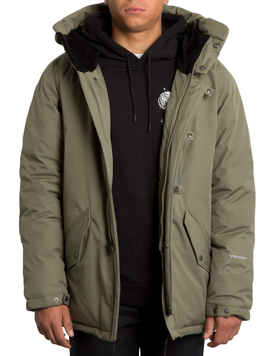 Volcom Interzone 5K Parka Jacket in Army Green Combo