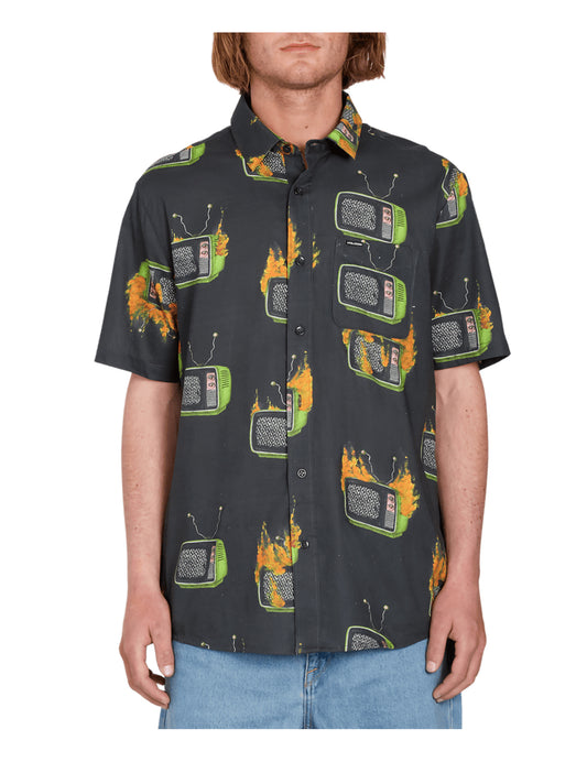 Volcom J Hager Woven Short Sleeve Shirt in Black