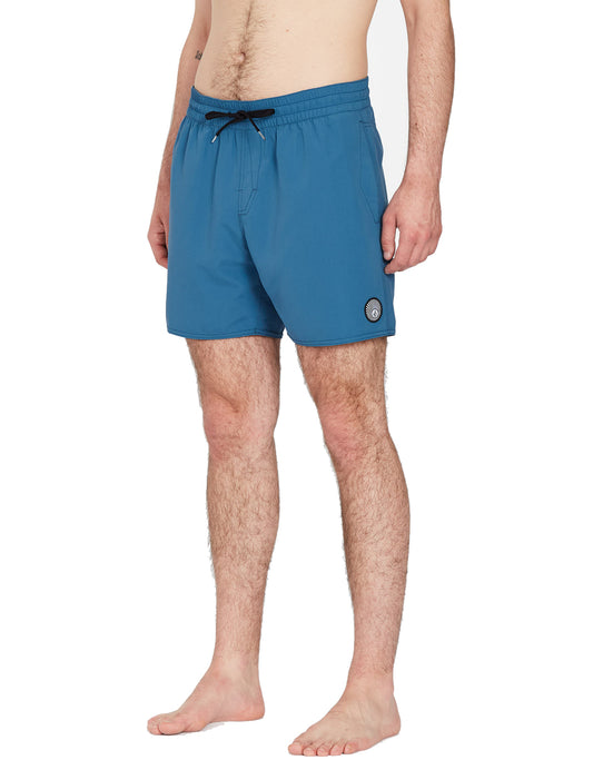 Volcom Lido Solid Trunk 16 Elasticated Boardshorts in Aged Indigo