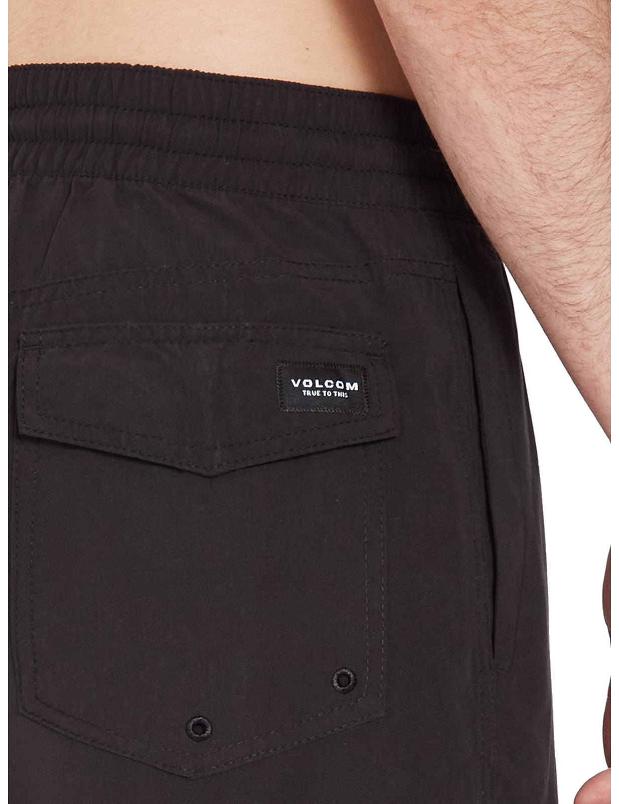 Volcom Lido Solid Trunk 16 Elasticated Boardshorts in Black