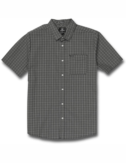 Volcom Mini Check Woven Short Sleeve Shirt in Black