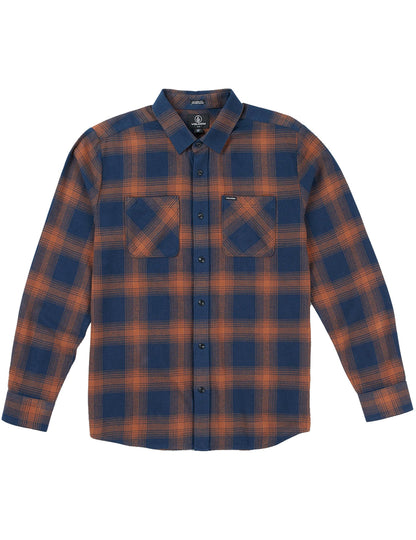 Volcom Netastone Flannel Long Sleeve Shirt in Navy