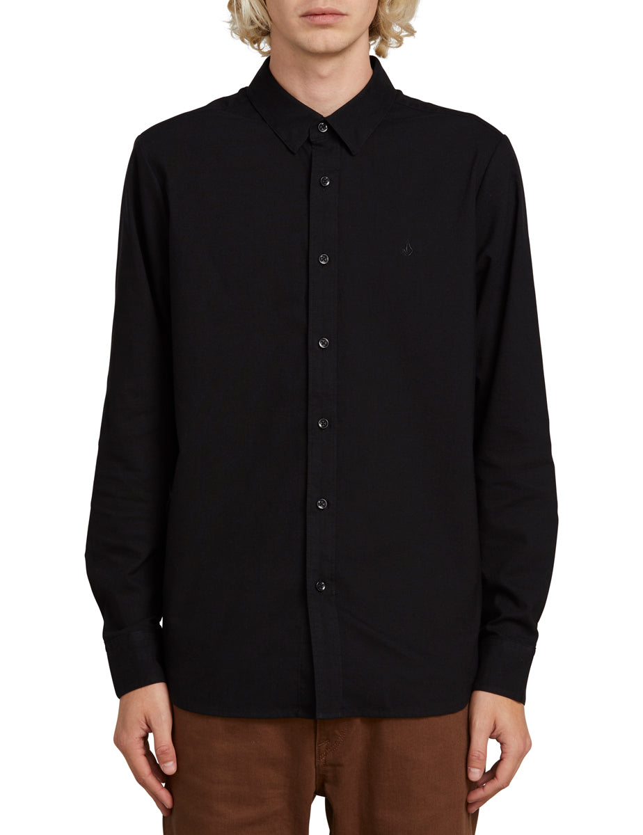 Volcom Oxford Stretch Long Sleeve Shirt in New Black