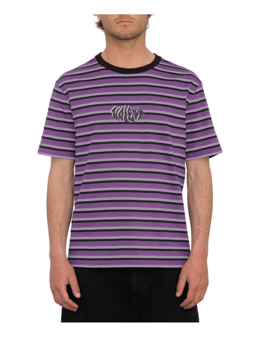 Volcom Rayeah Stripes Short Sleeve T-Shirt in Deep Purple