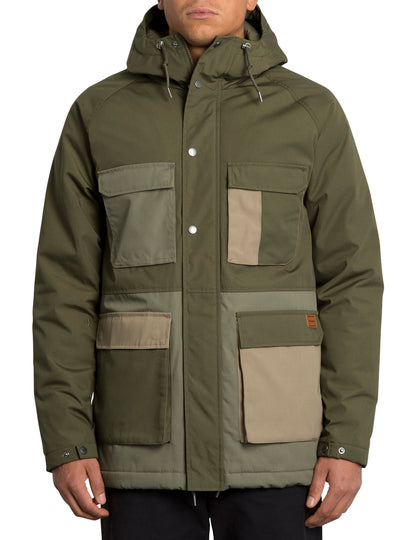 Volcom Renton Winter 5K Parka Jacket in Army Green Combo