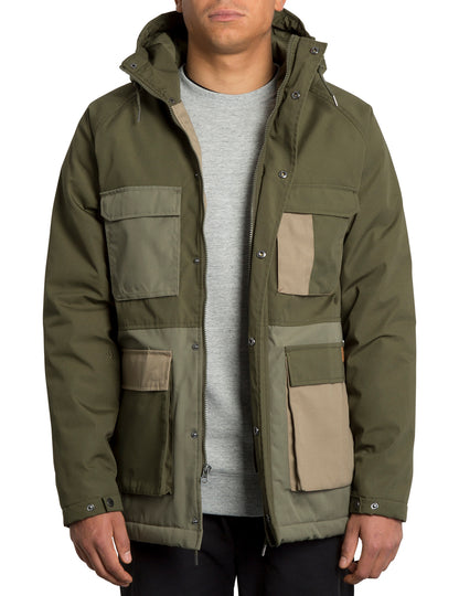 Volcom Renton Winter 5K Parka Jacket in Army Green Combo