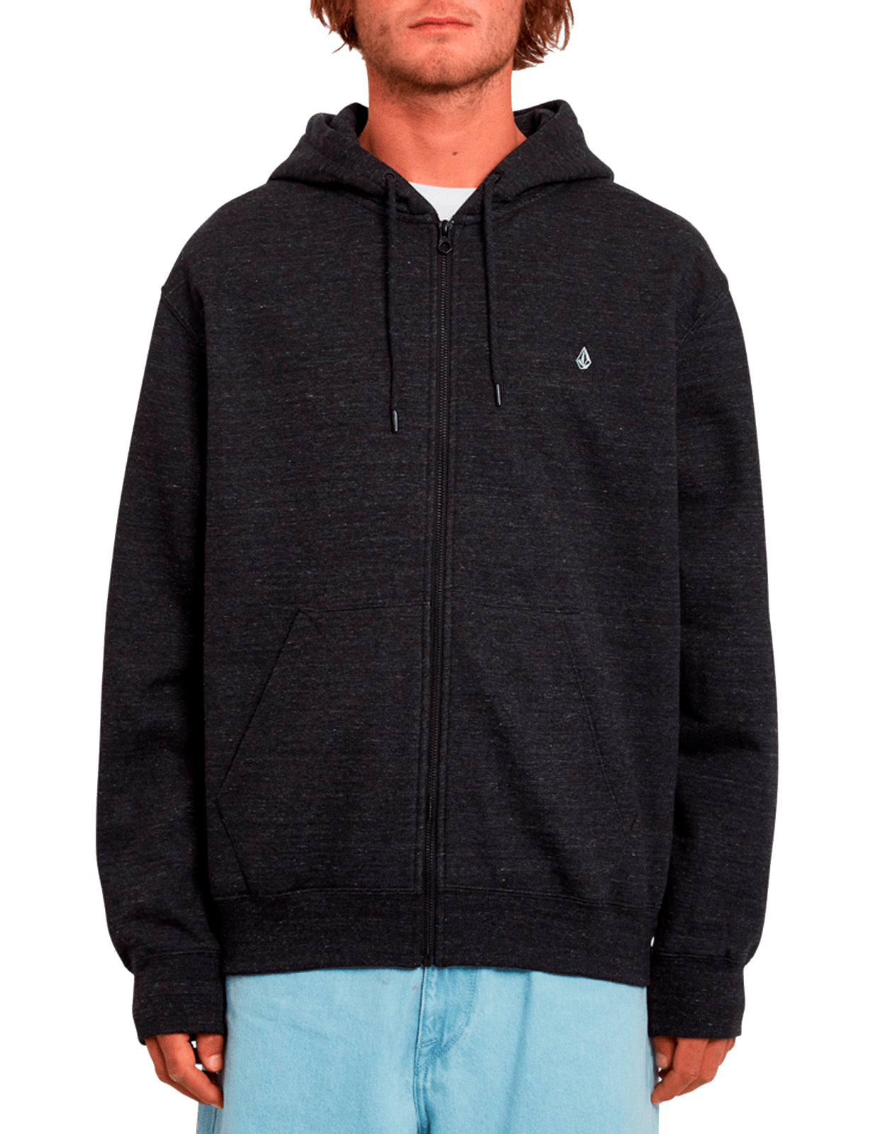 Volcom Single Stone Zipped Hoody in Heather Black