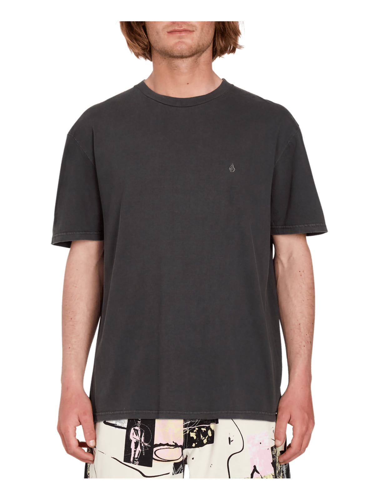 Volcom Solid Stone Embroidered Short Sleeve T-Shirt in Black